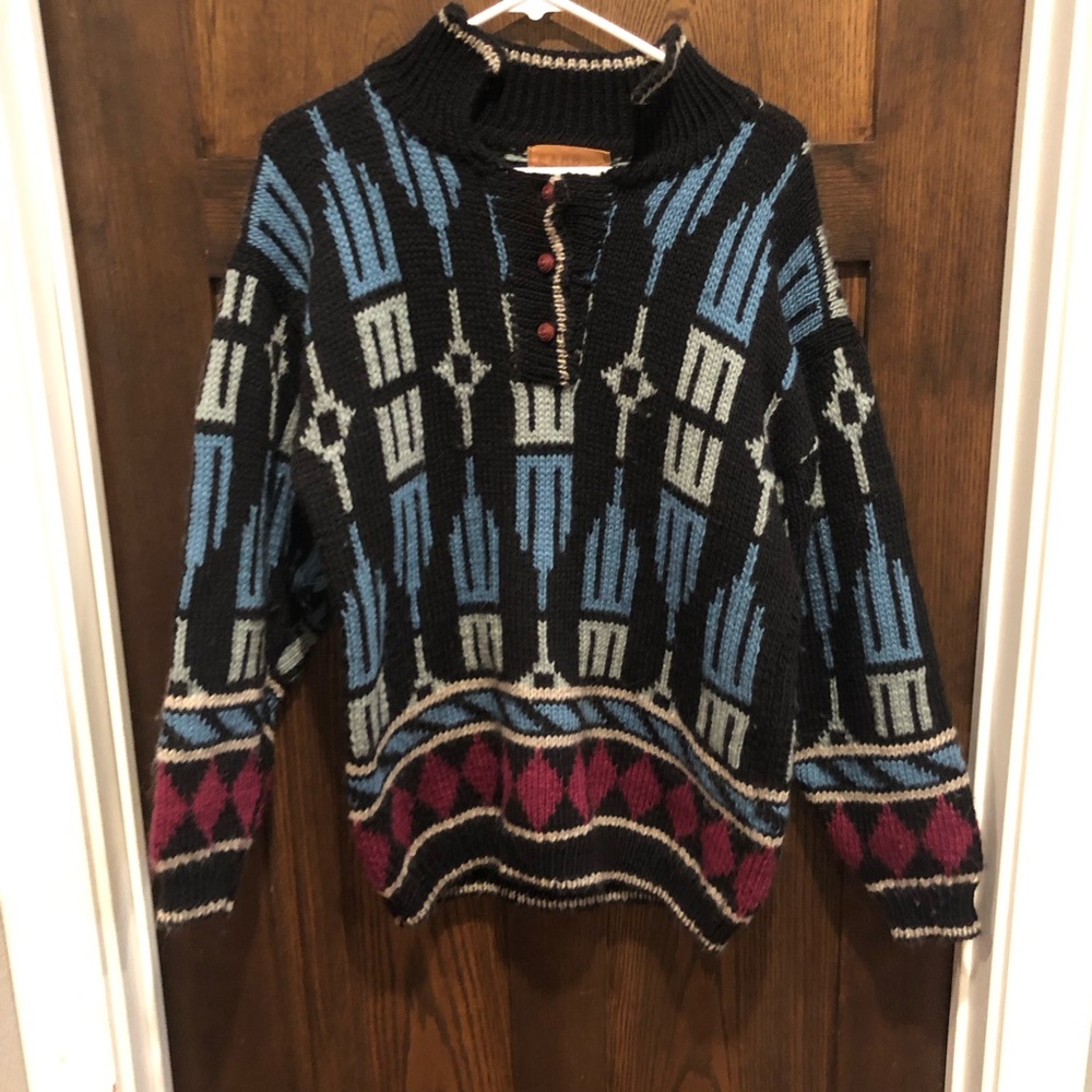 Vintage Sage Wool knit men’s sweater - medium